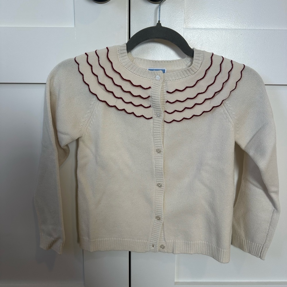 Jacadi Cream Sweater with Scalloped Trim